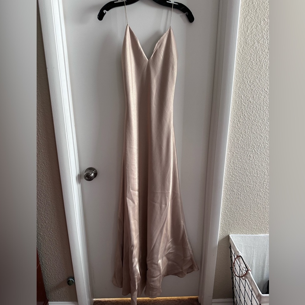 Elegant Tan Shimmering Evening Gown
